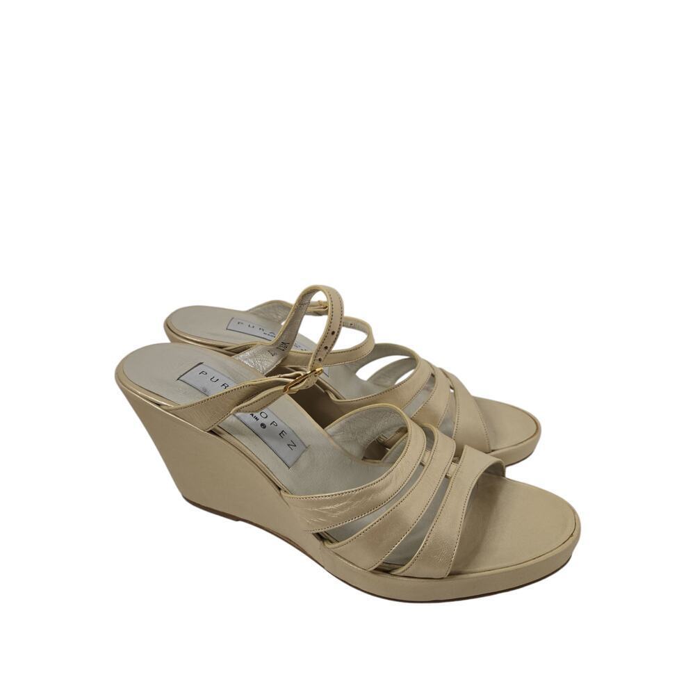 Pura Lopez Ivory Wedge Sandals Size 8.5